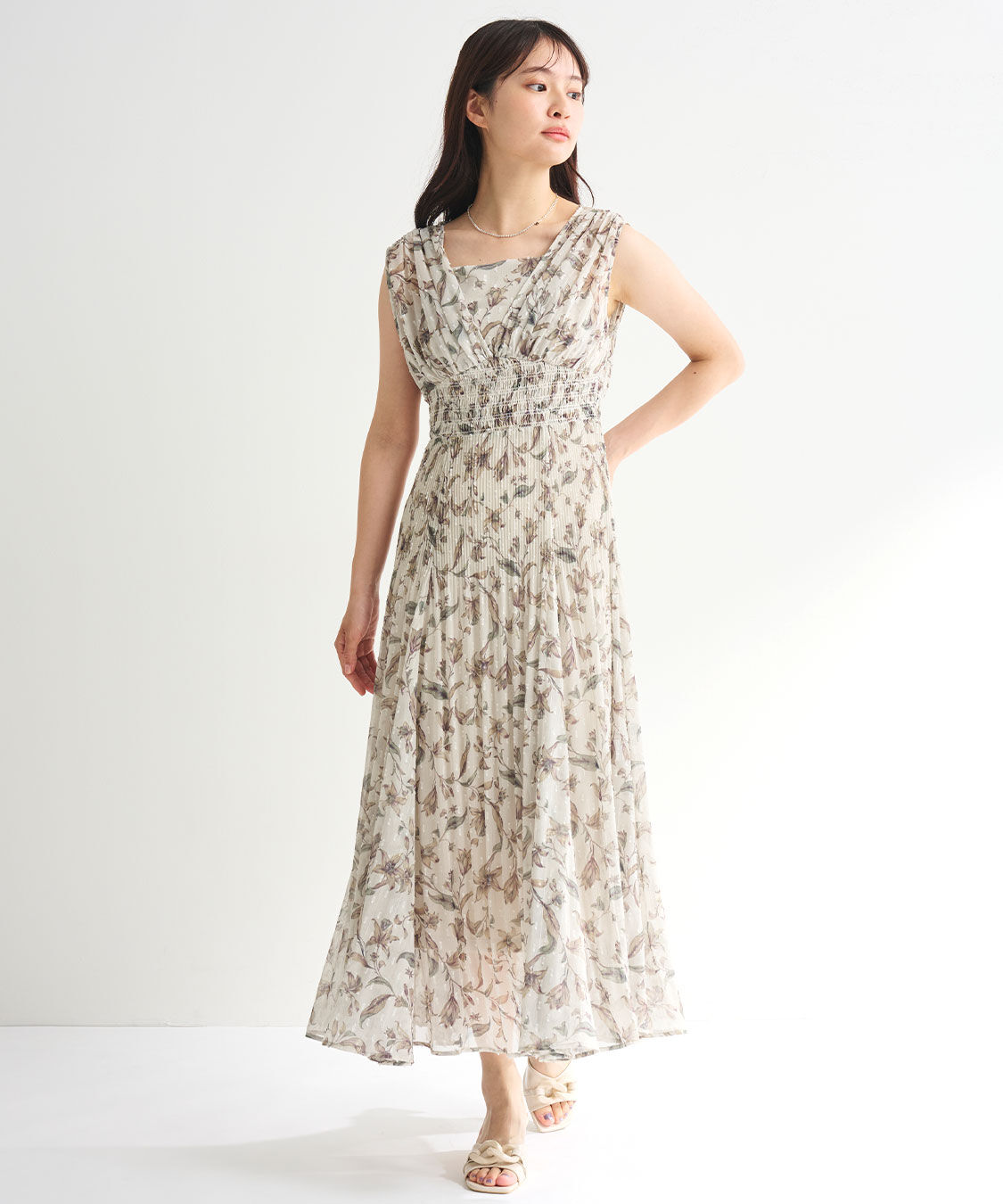 COCO DEAL「ショルダーギャザーフラワープリントワンピース」|ワンピース|