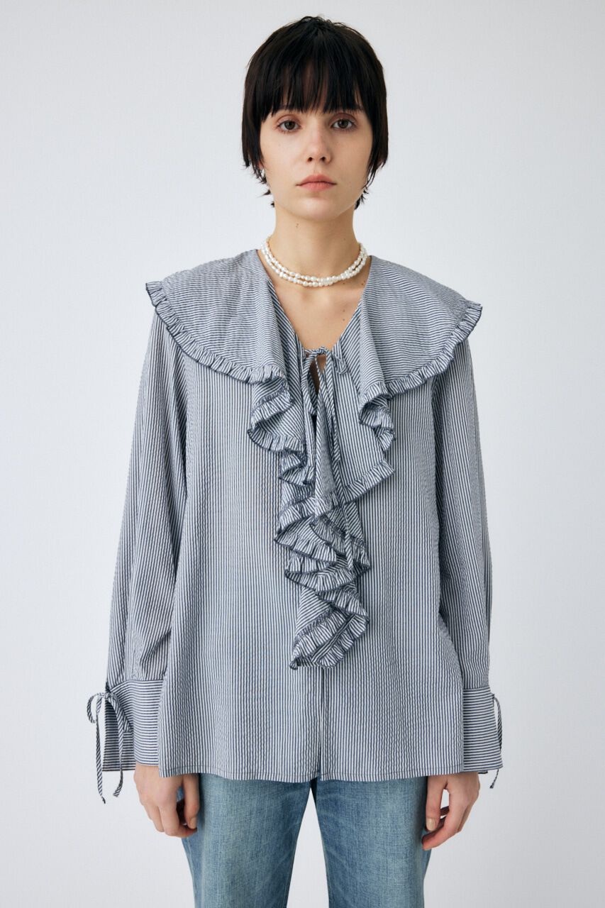 MOUSSY「STRIPE RAFFLE ブラウス」|シャツ・ブラウス|