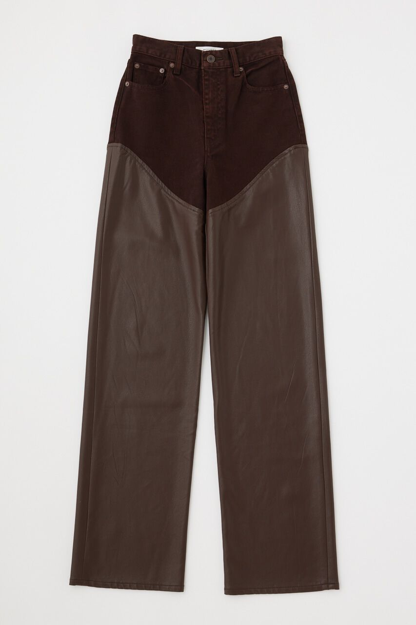 MOUSSY「F/LEATHER COMBI STRAIGHT」|デニム|