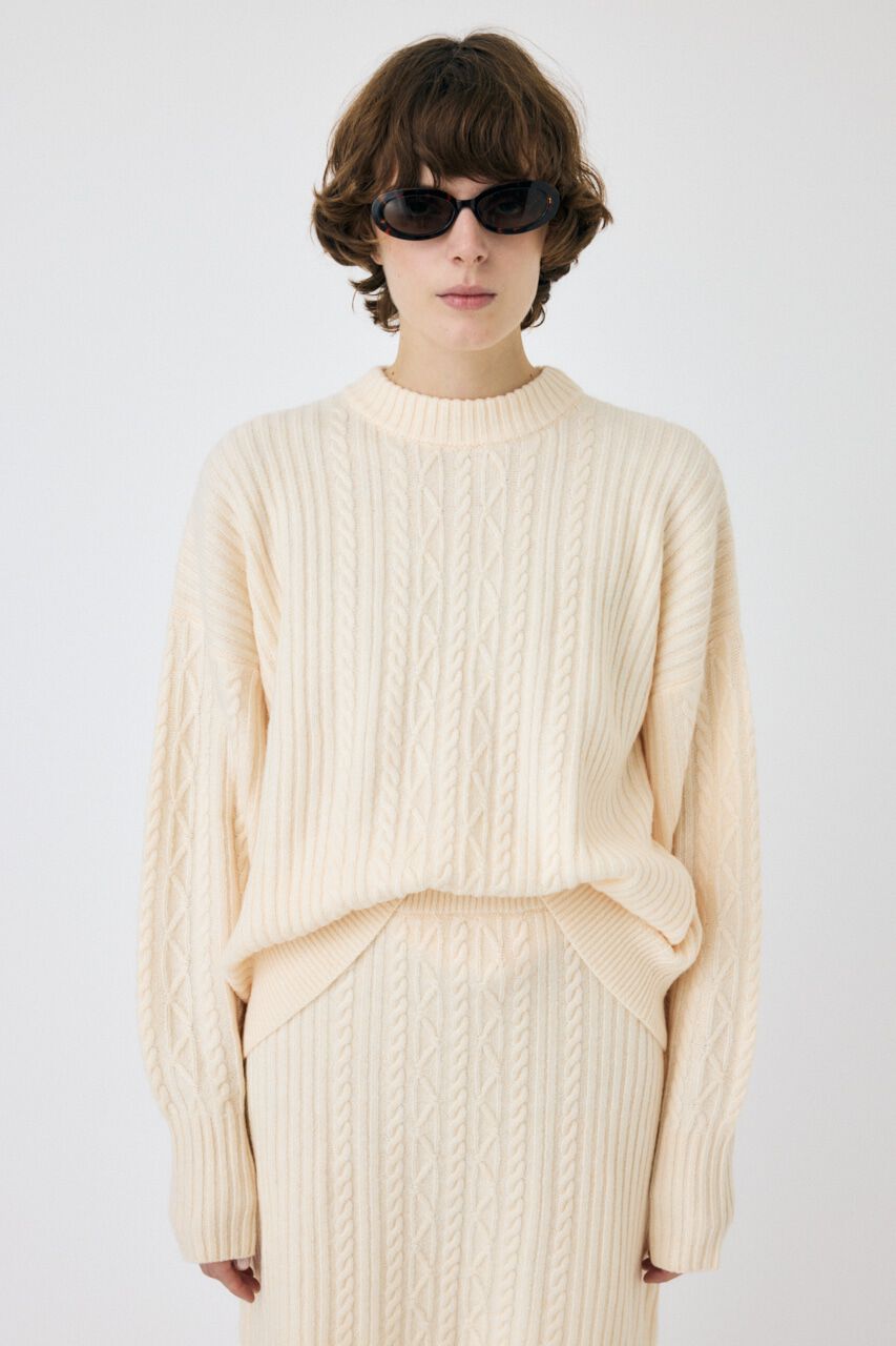 MOUSSY「RIB CABLE ニットトップス」|ニット・セーター|