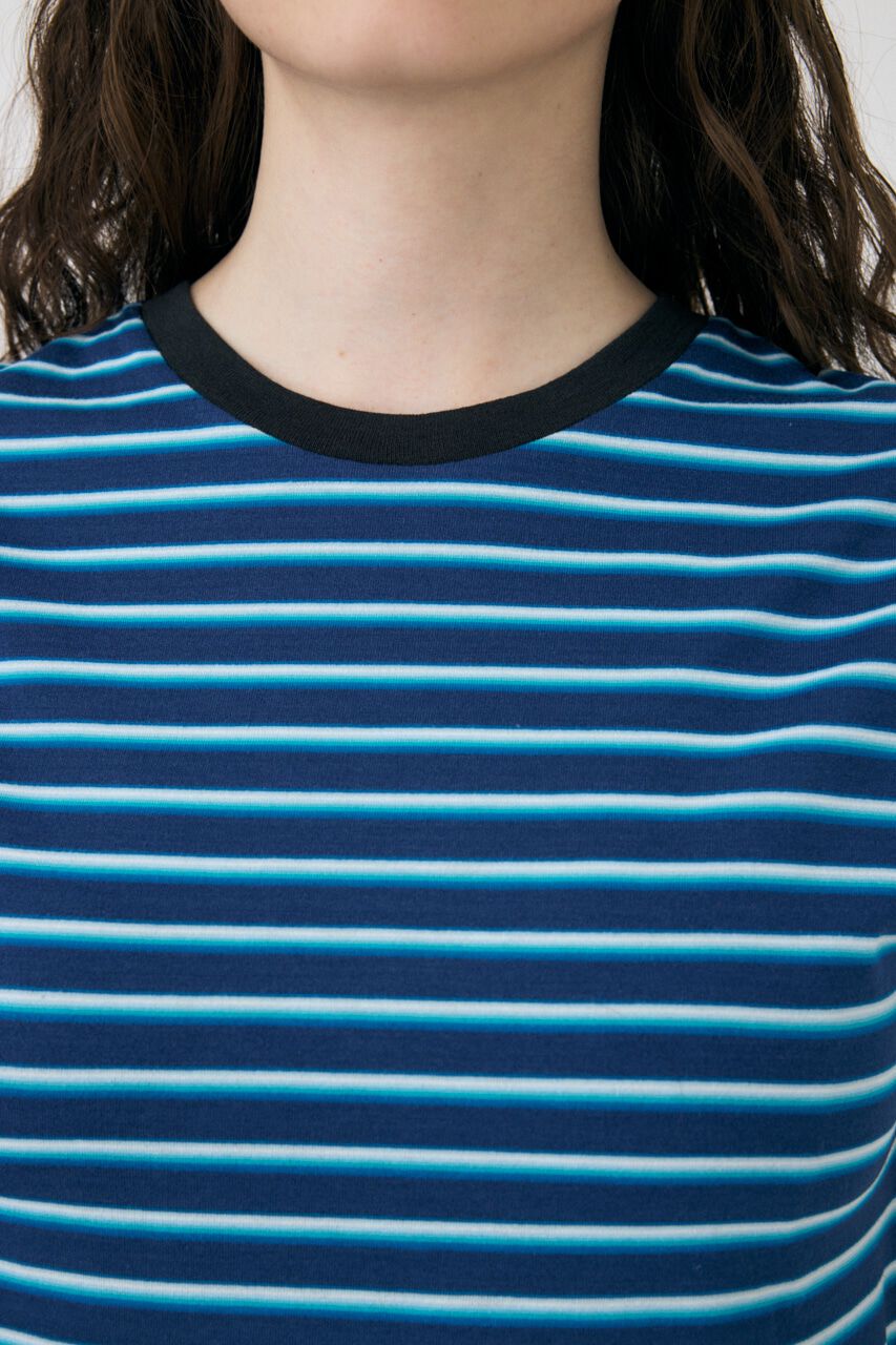 MOUSSY「ROLL SLEEVE マルチストライプ TEE」|Tシャツ・カットソー|