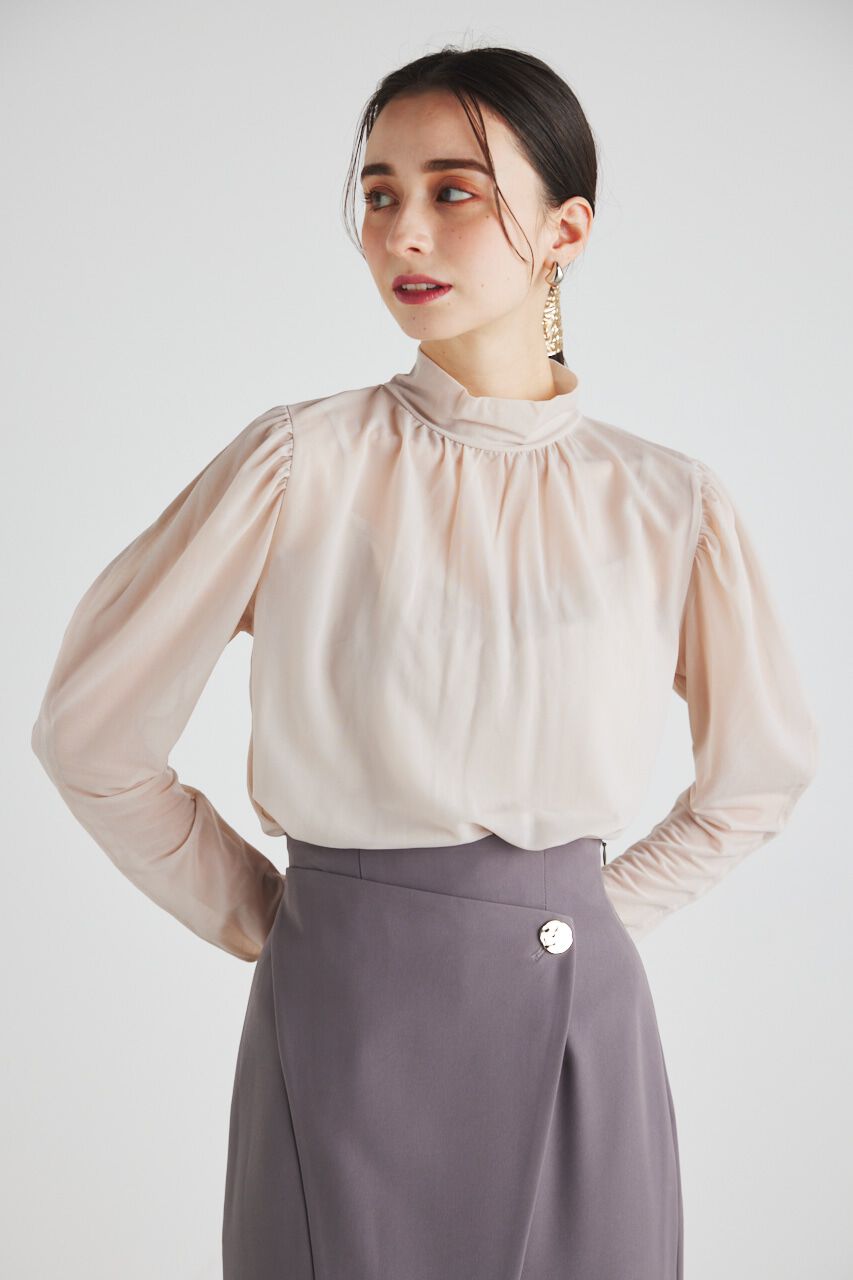 rienda「ラウンドSLVシアーTOP」|Tシャツ・カットソー|L/BEG1