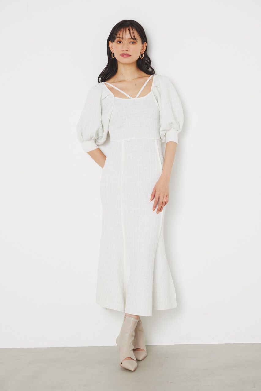 rienda「マーメイドツイードKnit OP」|ワンピース|WHT