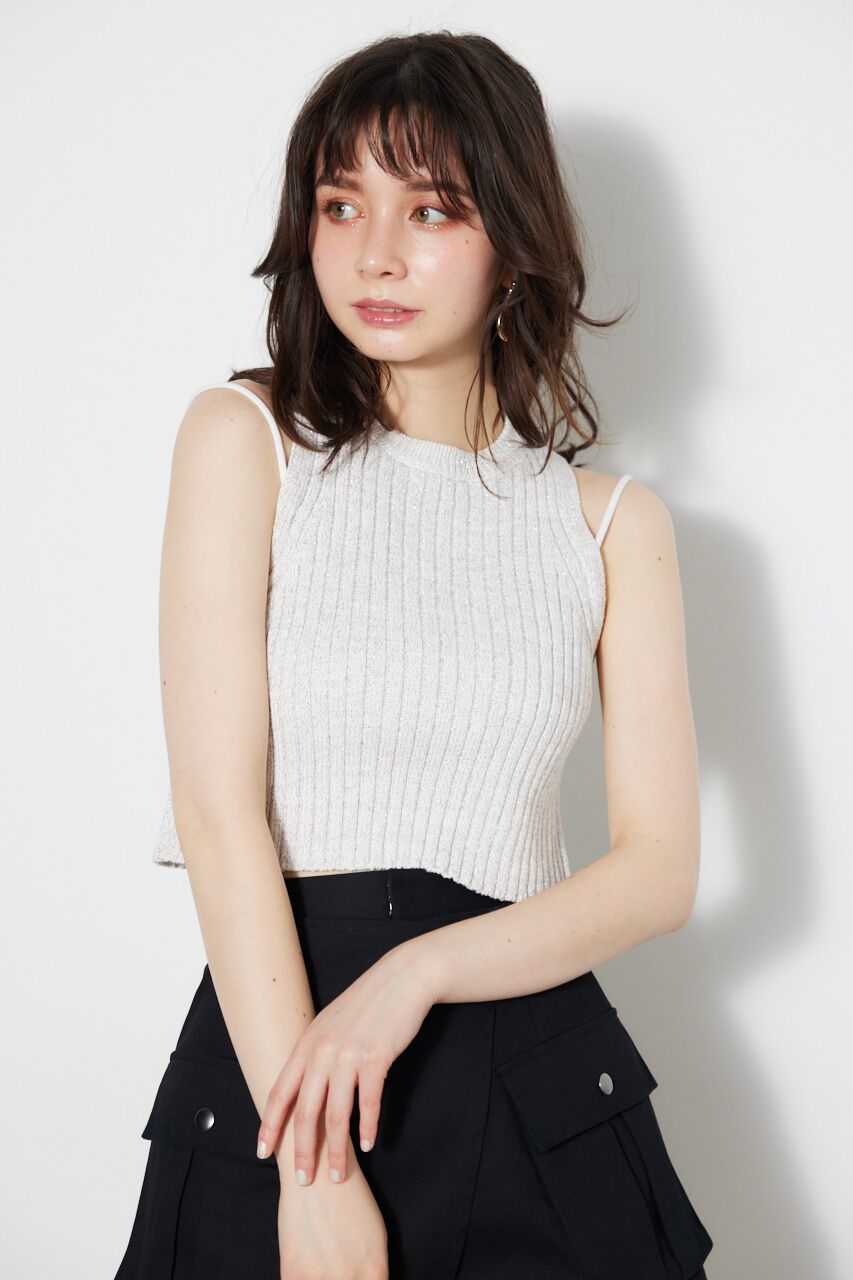 rienda「アメスリラメKnit TOP」|タンクトップ|