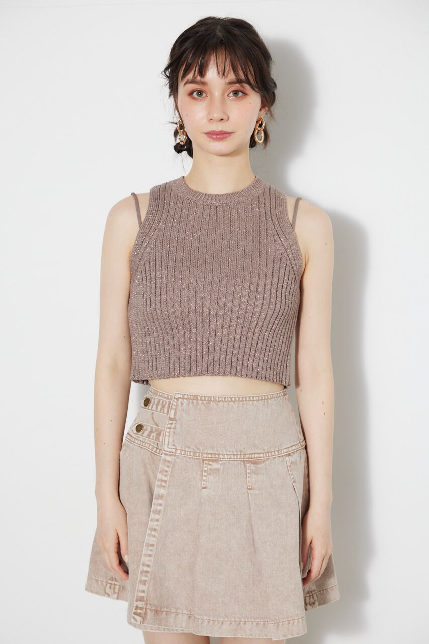 rienda「アメスリラメKnit TOP」|タンクトップ|