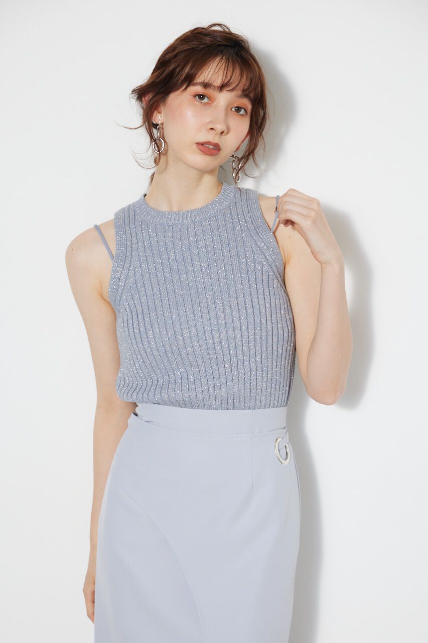 rienda「アメスリラメKnit TOP」|タンクトップ|