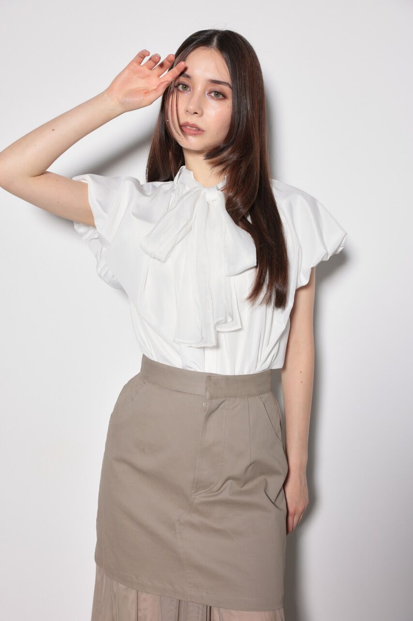 rienda「スカーフ付きバルーンフリルブラウス」|シャツ・ブラウス|WHT