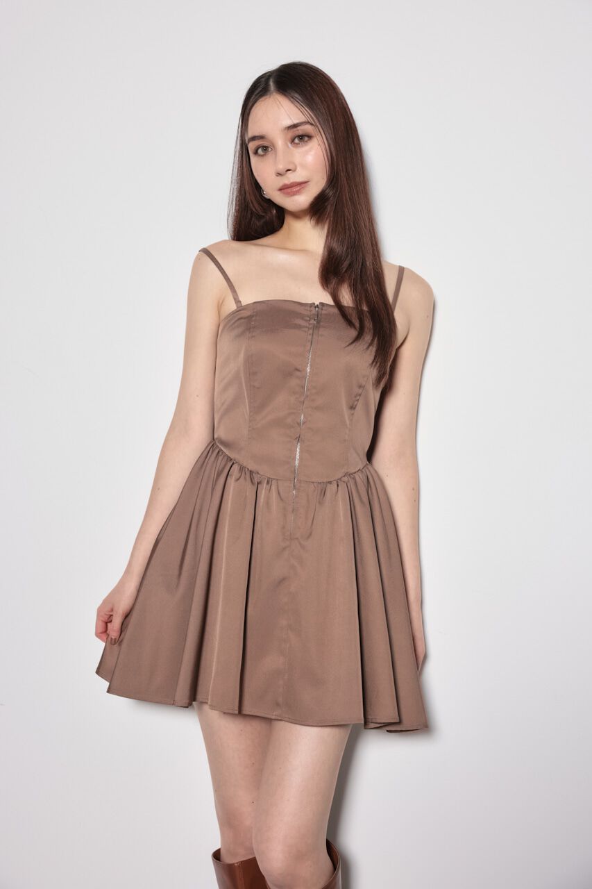 rienda「ベアビスチェギャザーフレアミニワンピース」|ワンピース|