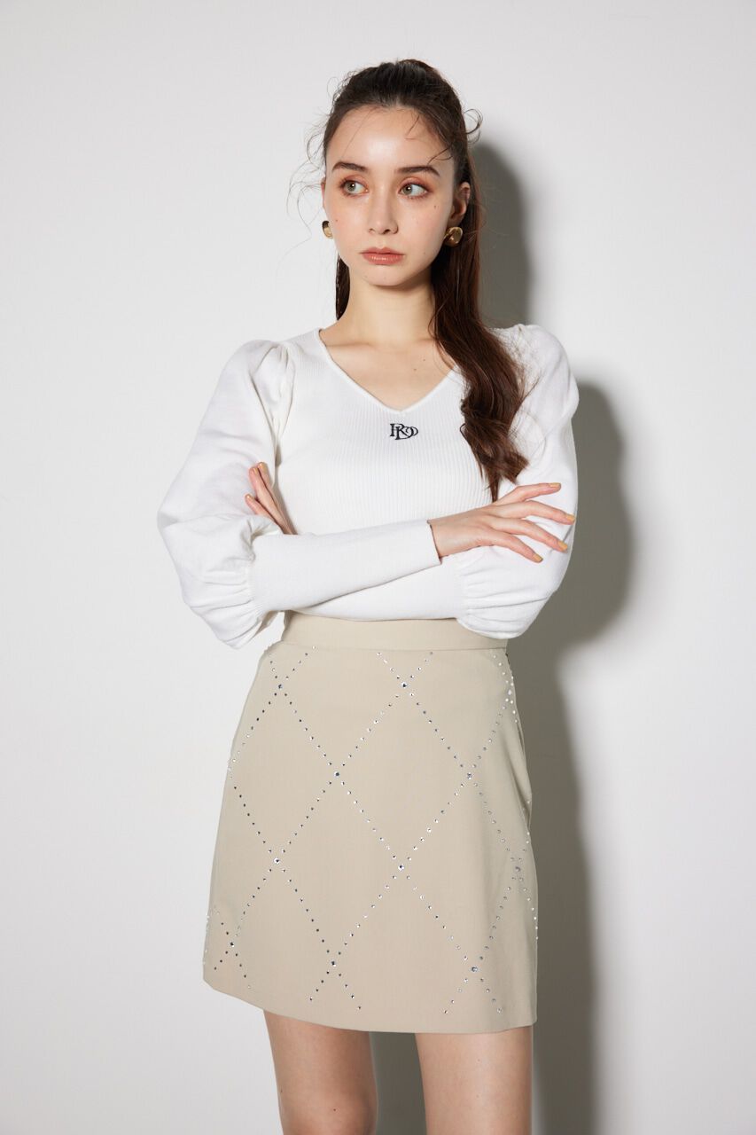 rienda「ダイヤネックウォッシャブルニットトップス」|ニット・セーター|