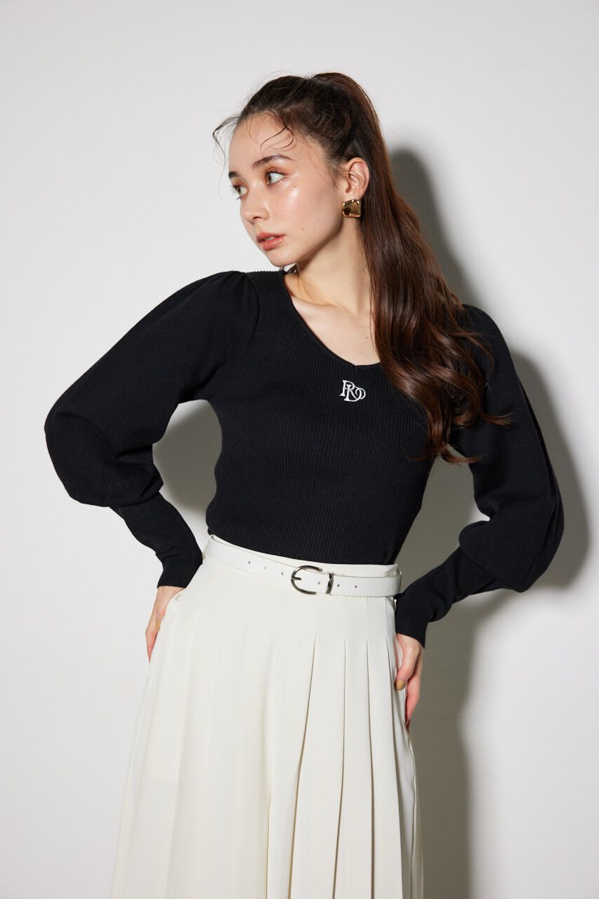 rienda「ダイヤネックウォッシャブルニットトップス」|ニット・セーター|