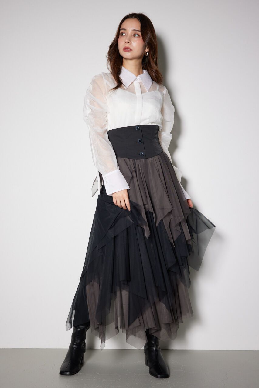 rienda「2WAYコルセットランダムチュールハイウエスト スカート」|スカート|