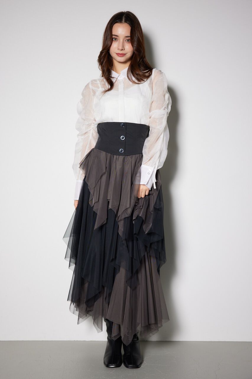 rienda「2WAYコルセットランダムチュールハイウエスト スカート」|スカート|