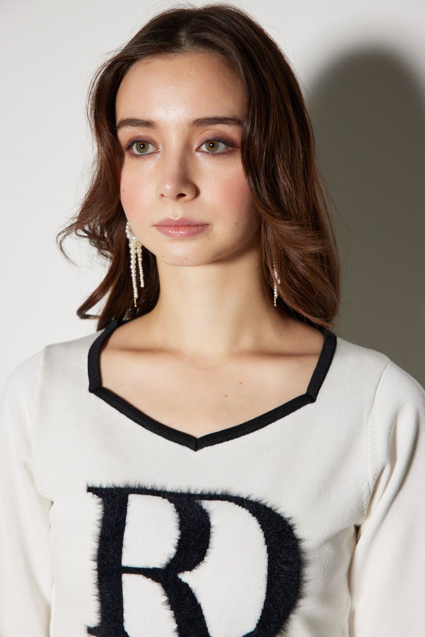 rienda「BIG Rロゴロング スリーブ ニット トップス」|ニット・セーター|