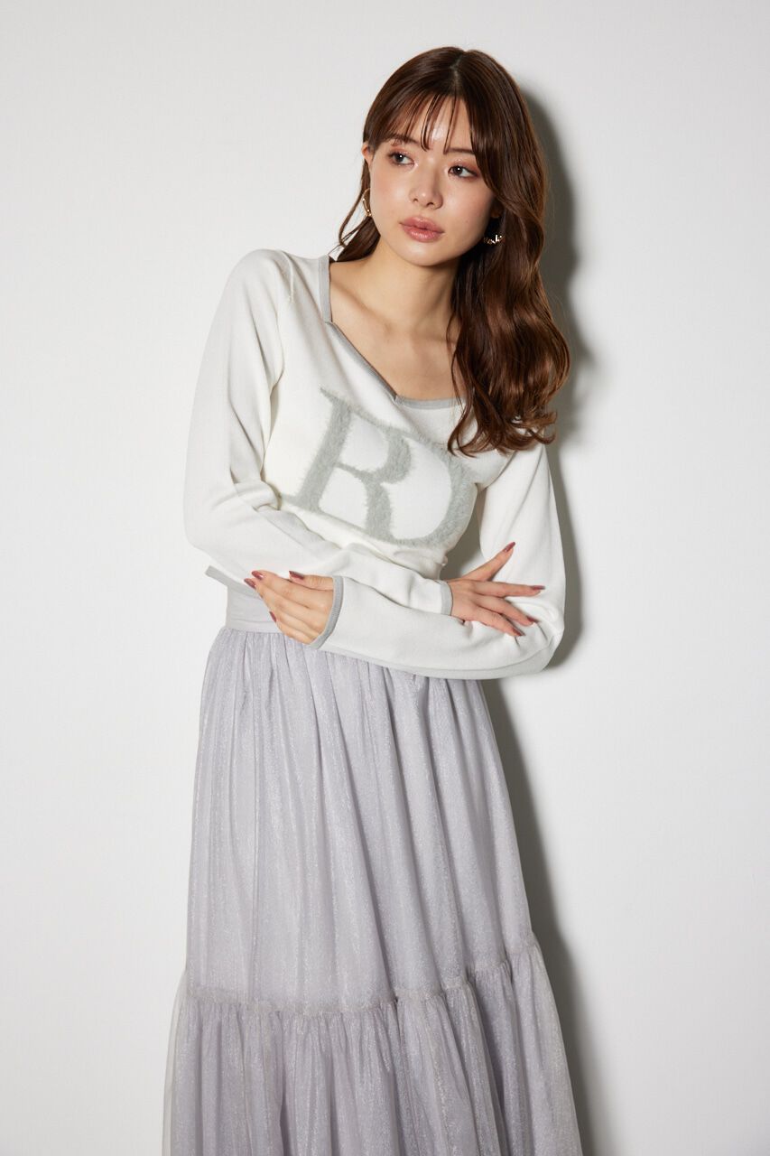 rienda「BIG Rロゴロング スリーブ ニット トップス」|ニット・セーター|