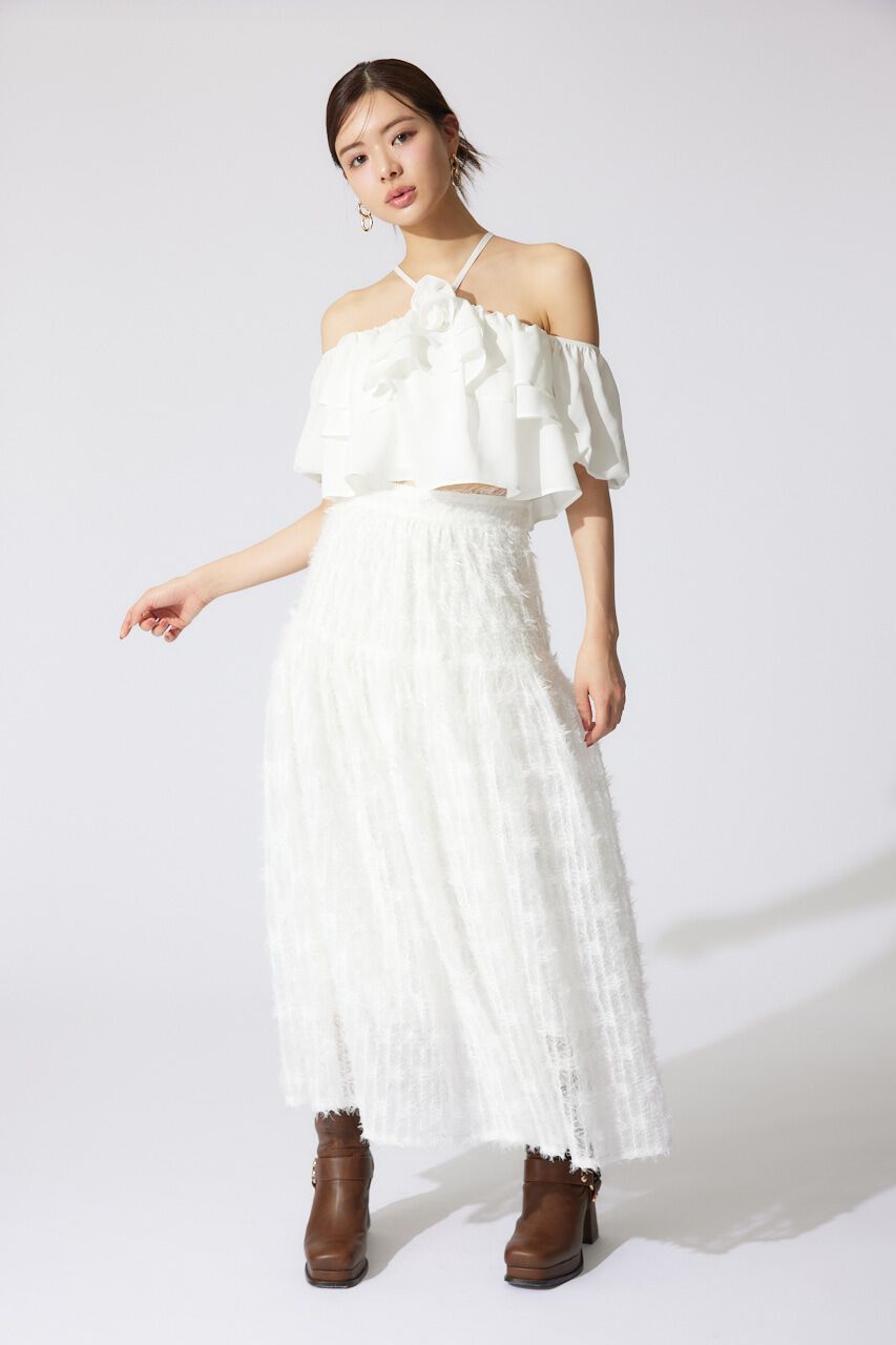 rienda「ディフォーメーションチュールフレアスカート」|スカート|
