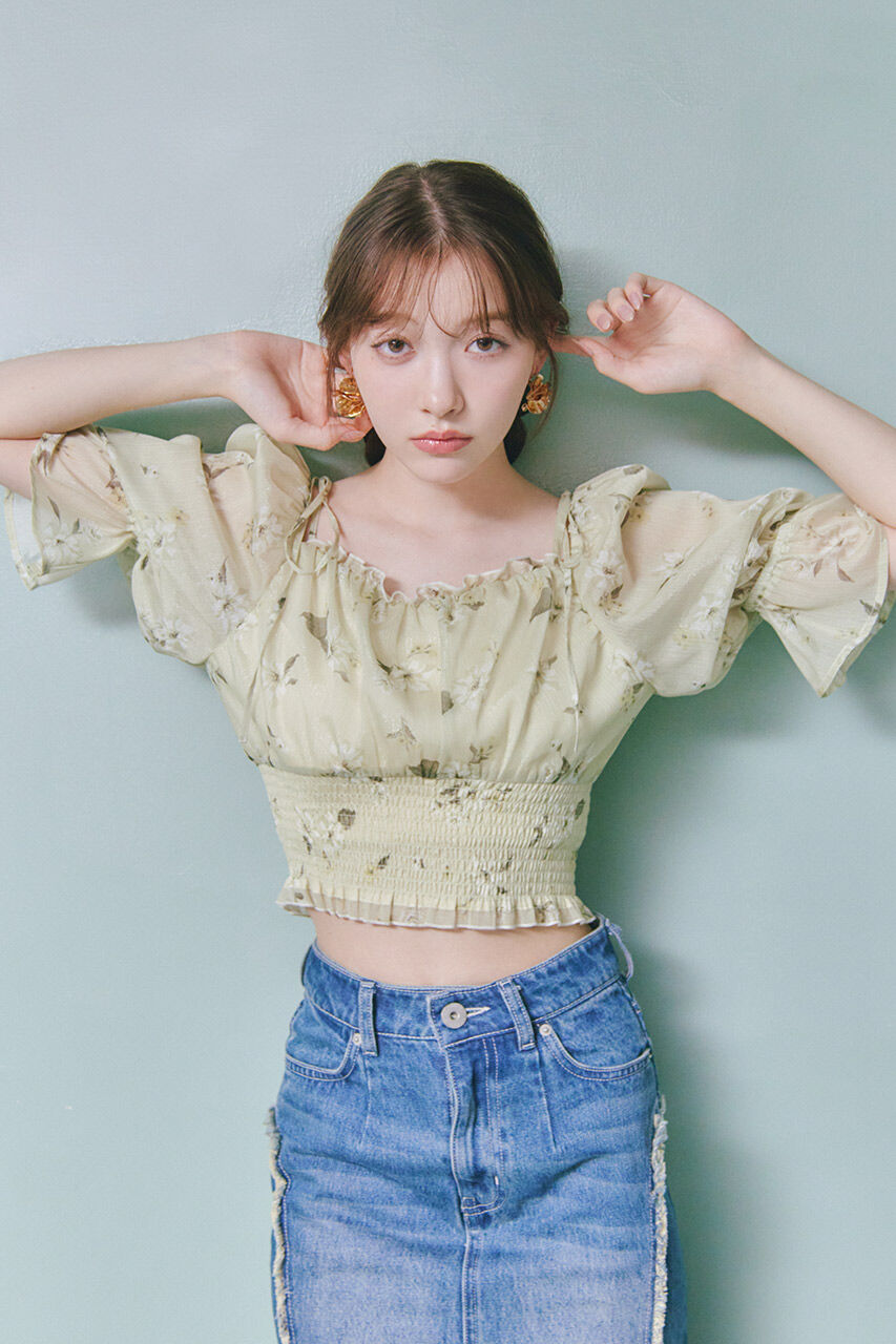 rienda「パフスリーブシャーリングブラウス」|シャツ・ブラウス|L/YEL1