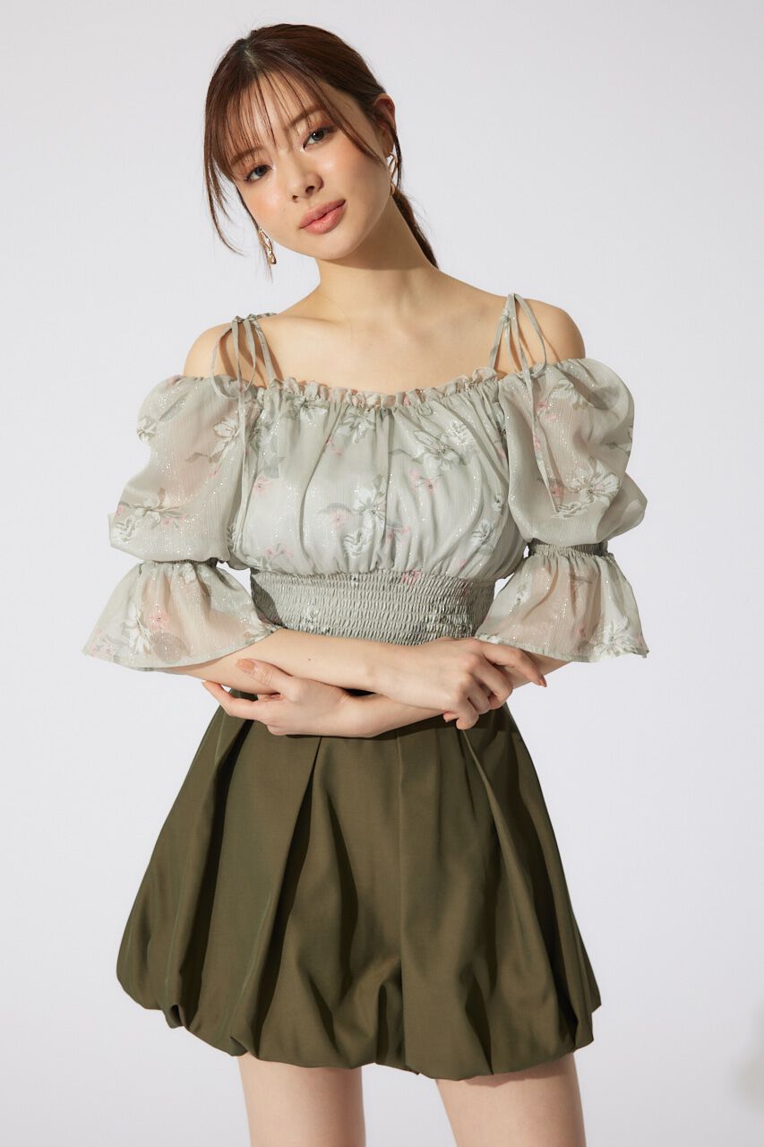 rienda「パフスリーブシャーリングブラウス」|シャツ・ブラウス|BEG