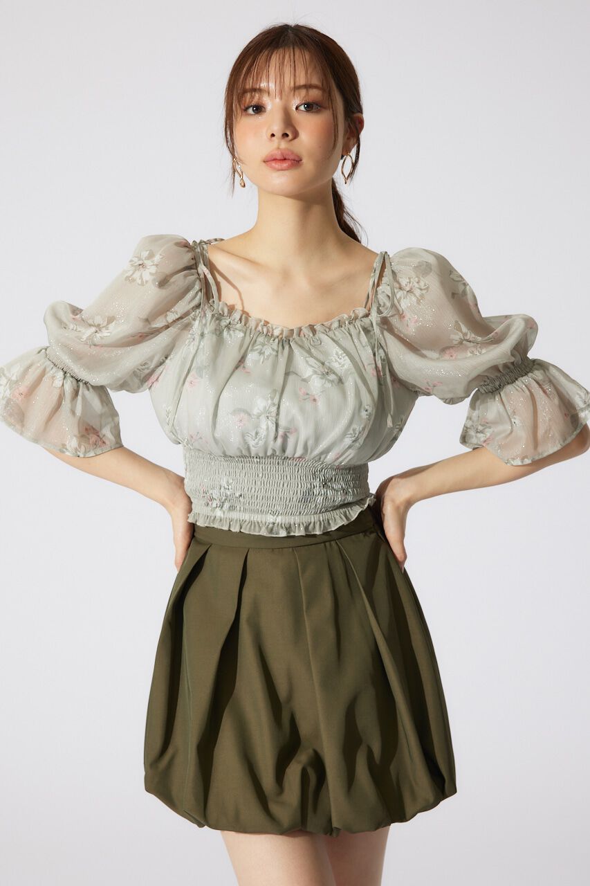 rienda「パフスリーブシャーリングブラウス」|シャツ・ブラウス|