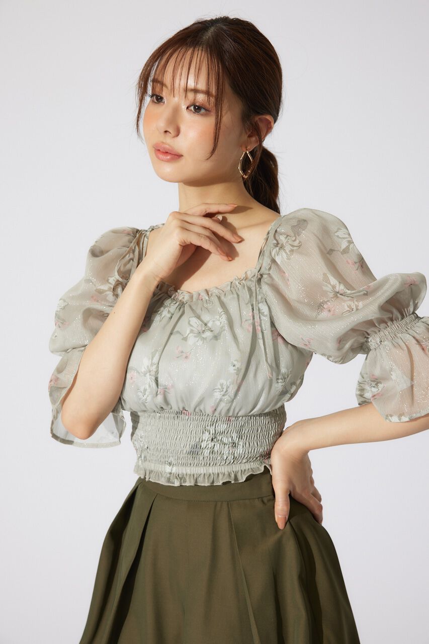 rienda「パフスリーブシャーリングブラウス」|シャツ・ブラウス|