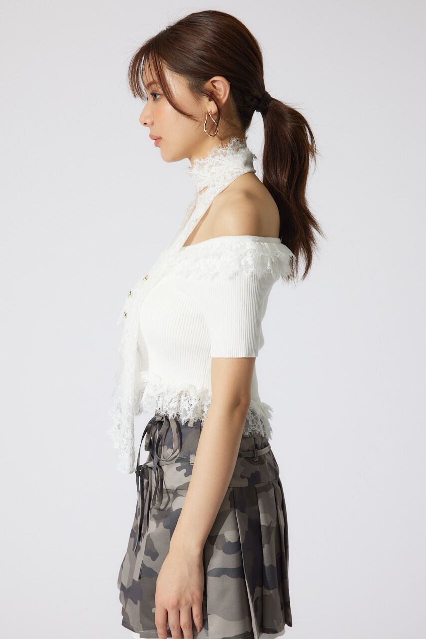 rienda「レースコンビリブニットトップス」|ニット・セーター|