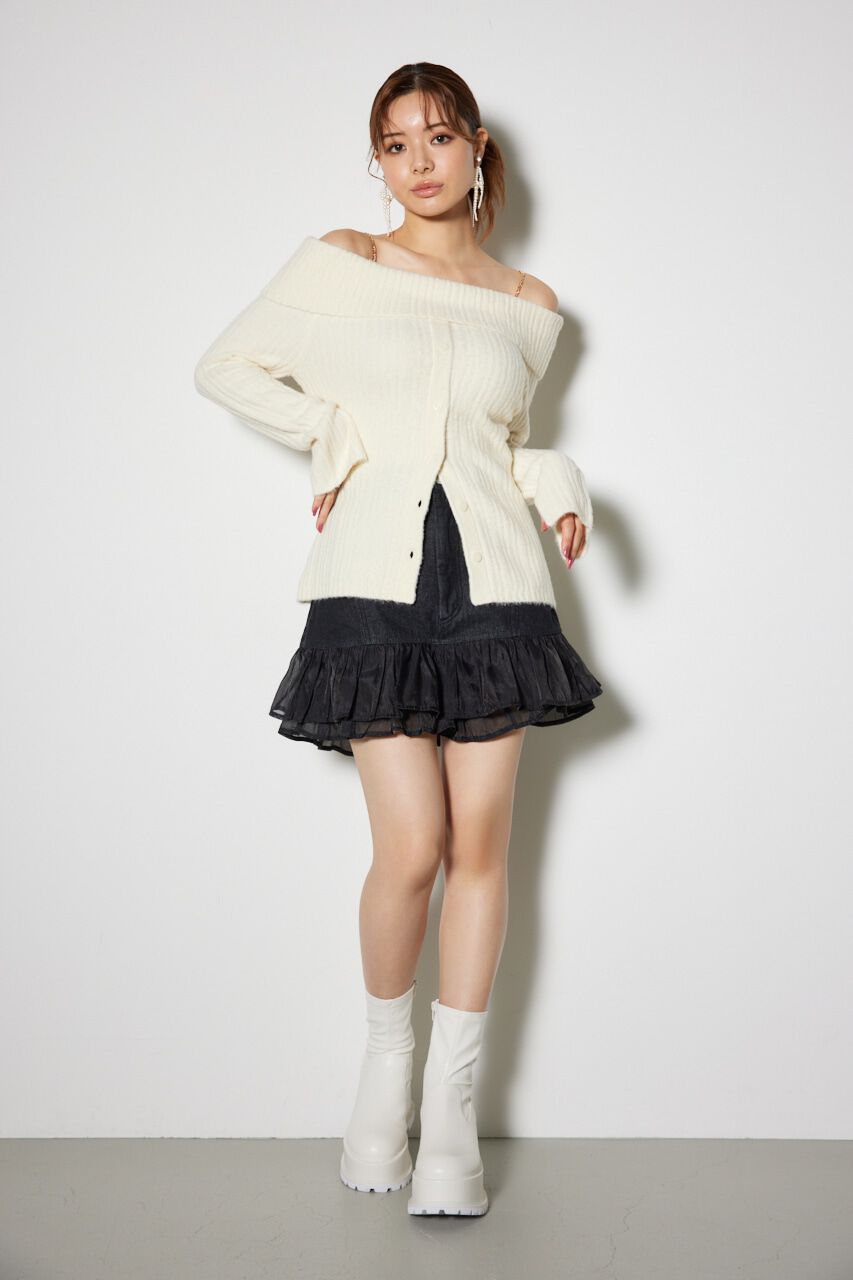 rienda「レイヤードティアードデニムスコートショートパンツ」|スカート|BLK