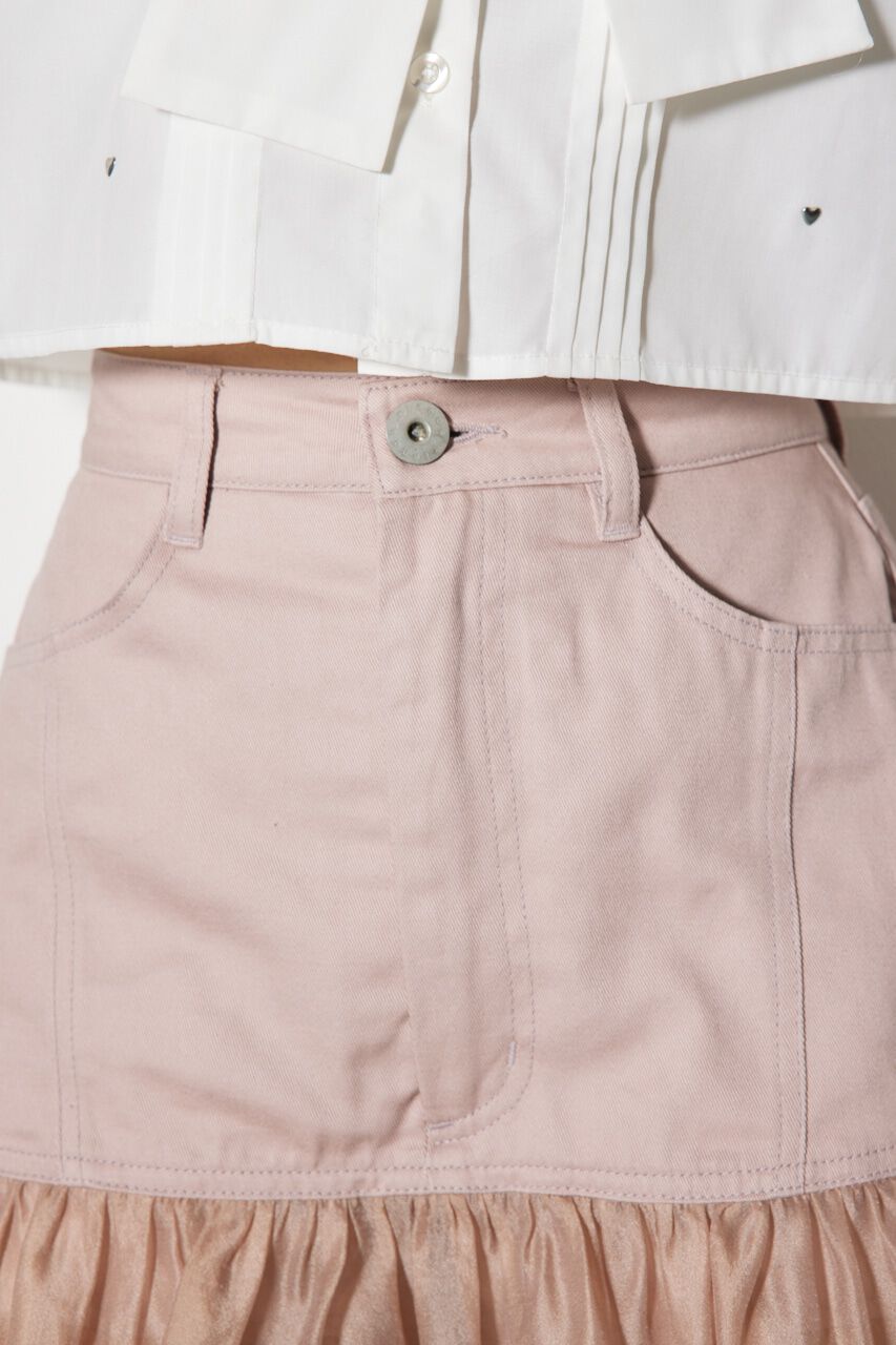 rienda「レイヤードティアードデニムスコートショートパンツ」|スカート|