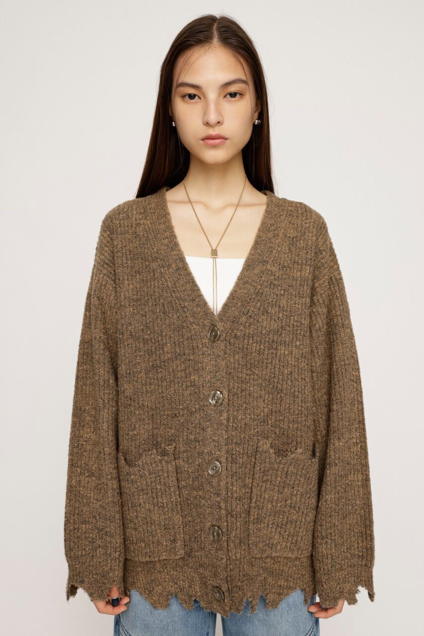 SLY「WOOL MIX DAMAGED LOOSE カーディガン」|カーディガン|