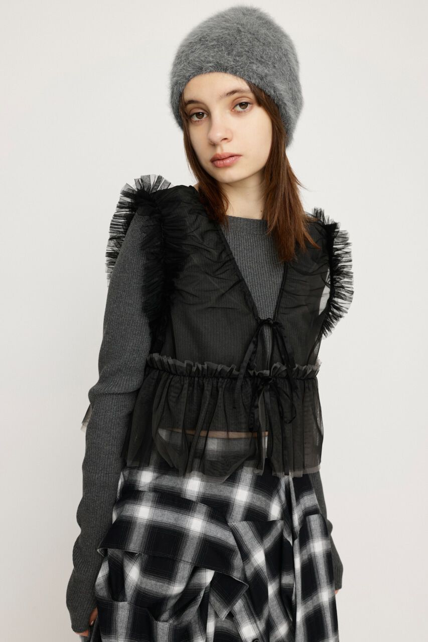 SLY「2WAY FRILL TULLE ベスト」|その他|BLK