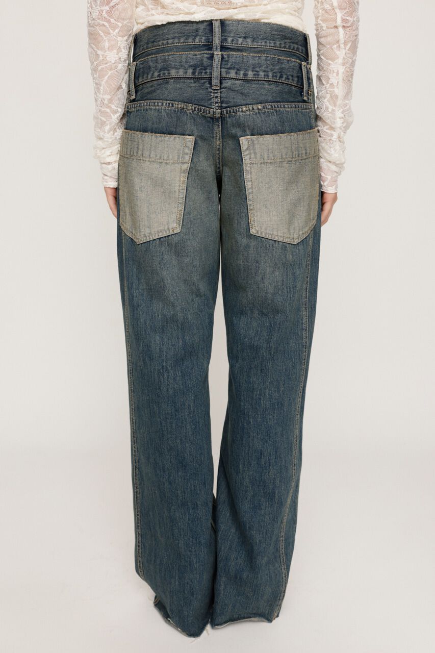 SLY「DOUBLE BELT WIDE FLARE PT-C」|デニム|