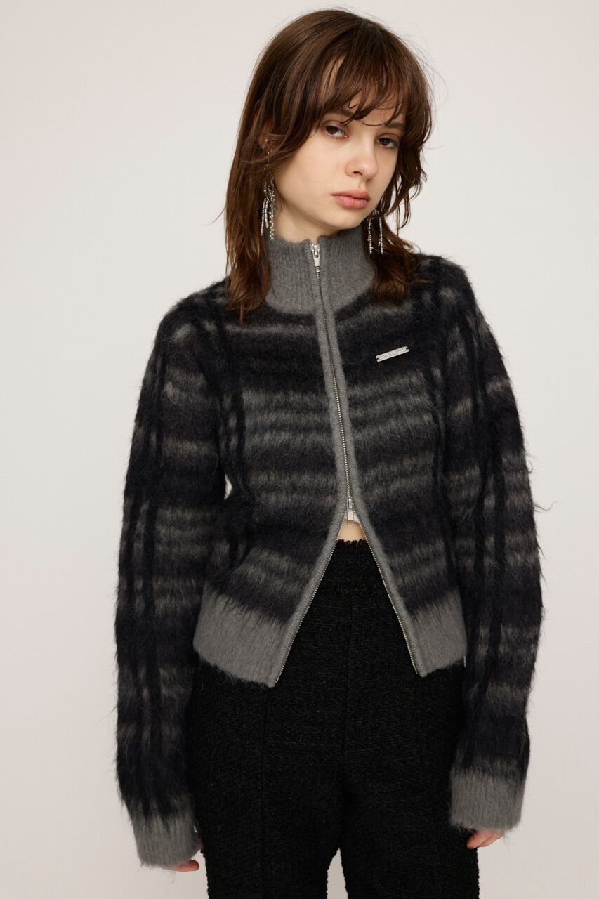 SLY「CHECK JQ STAND ZIP ブルゾン」|カーディガン|