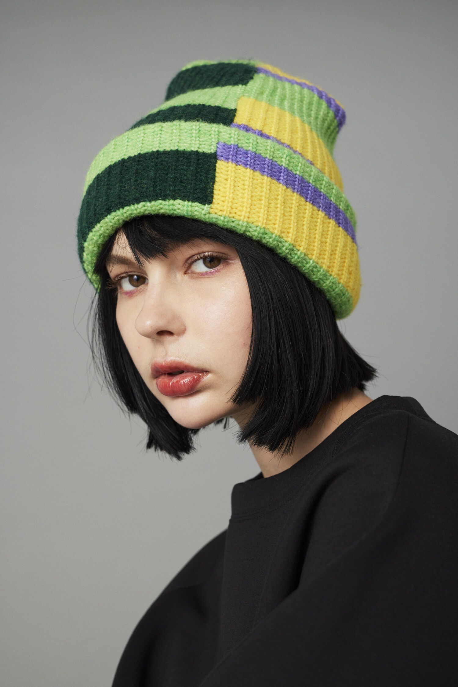 HeRIN.CYE「Randam border knit cap」|その他|柄GRN5