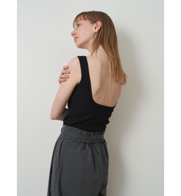 ELENDEEK「SQUARE NECK PAD TANK」|タンクトップ|ブラック