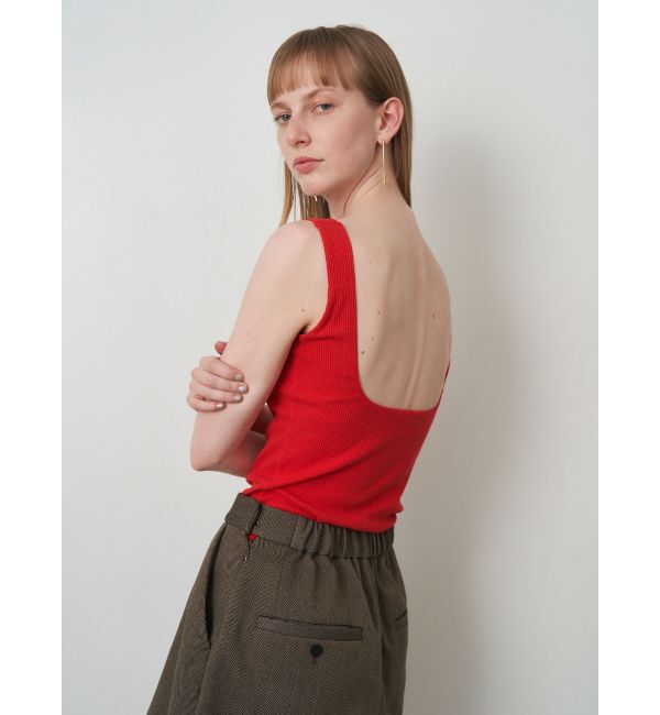 ELENDEEK「SQUARE NECK PAD TANK」|タンクトップ|レッド