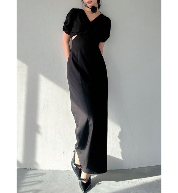 RESEXXY「カットアウトカシュクールコンビネゾン」|オールインワン|ブラック