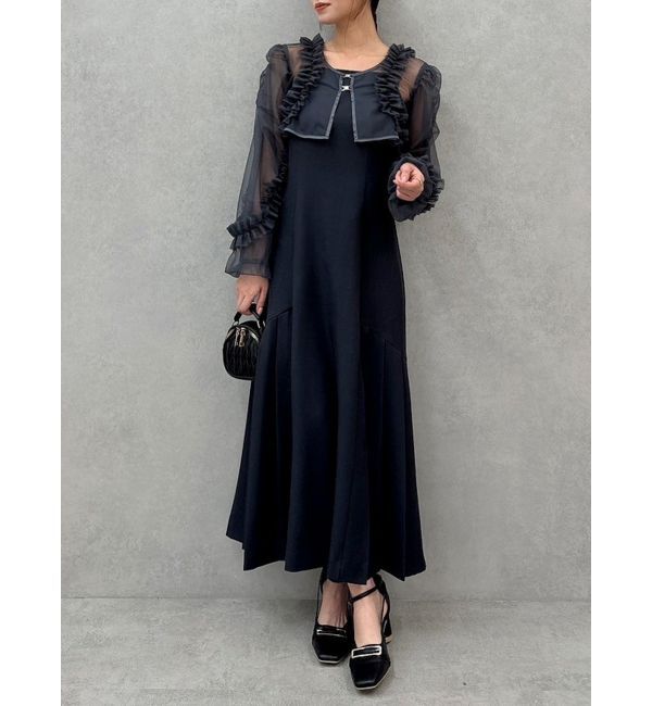 dazzlin「2ピースフリルボレロワンピース」|ワンピース|チャコールグレー