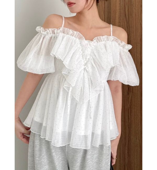 dazzlin「スクエアフリルペプラムブラウス」|シャツ・ブラウス|