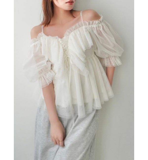 dazzlin「スクエアフリルペプラムブラウス」|シャツ・ブラウス|