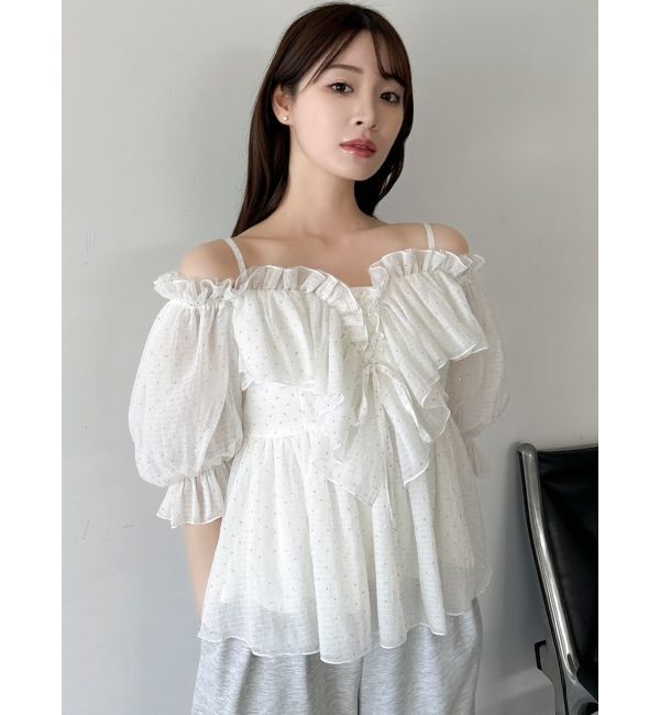 dazzlin「スクエアフリルペプラムブラウス」|シャツ・ブラウス|