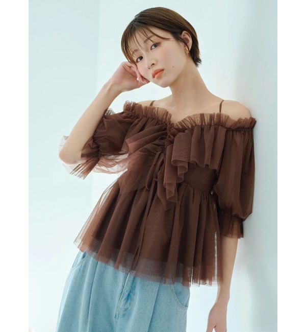 dazzlin「スクエアフリルペプラムブラウス」|シャツ・ブラウス|