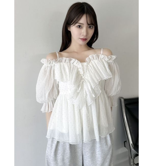 dazzlin「スクエアフリルペプラムブラウス」|シャツ・ブラウス|