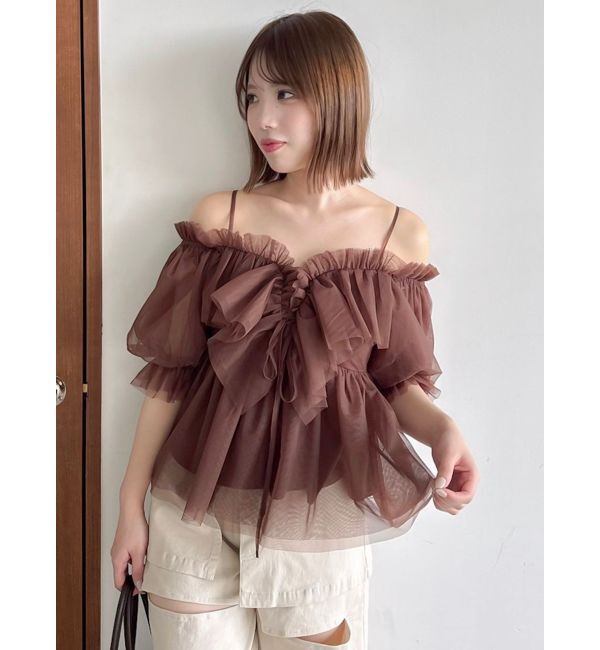 dazzlin「スクエアフリルペプラムブラウス」|シャツ・ブラウス|