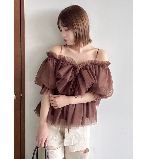 dazzlin「スクエアフリルペプラムブラウス」|シャツ・ブラウス|