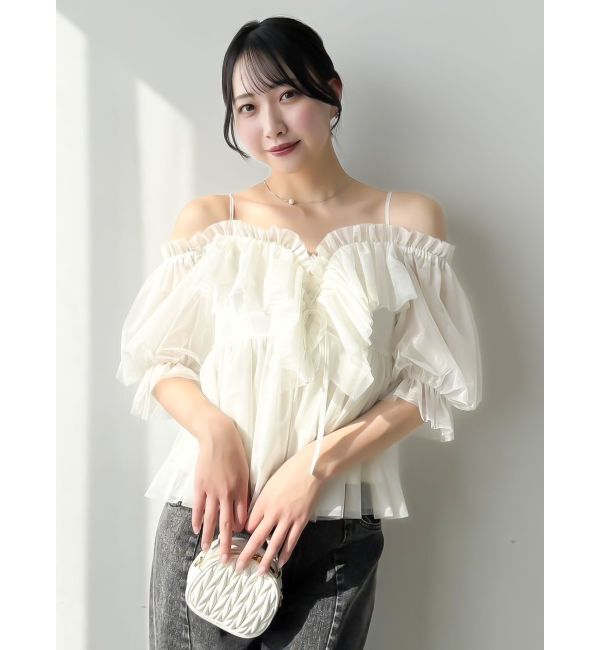 dazzlin「スクエアフリルペプラムブラウス」|シャツ・ブラウス|