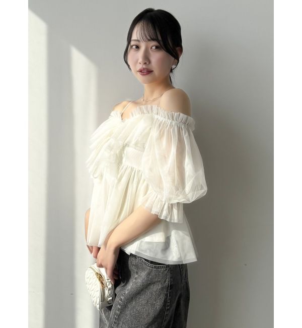 dazzlin「スクエアフリルペプラムブラウス」|シャツ・ブラウス|