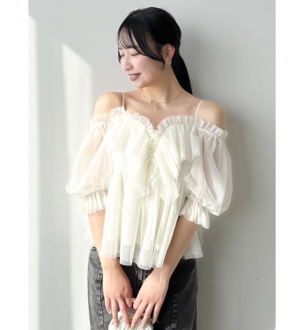 dazzlin「スクエアフリルペプラムブラウス」|シャツ・ブラウス|