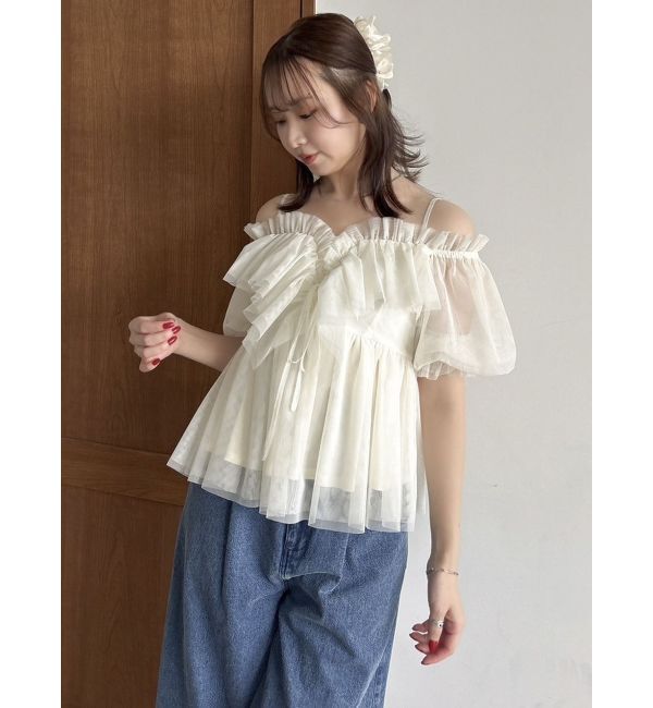 dazzlin「スクエアフリルペプラムブラウス」|シャツ・ブラウス|