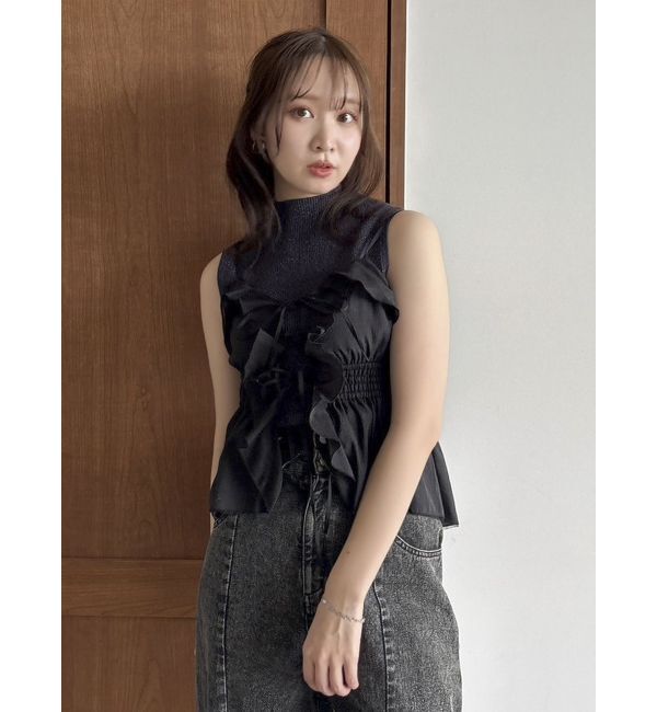 dazzlin「コンパクトノースリラメニットトップス」|ニット・セーター|