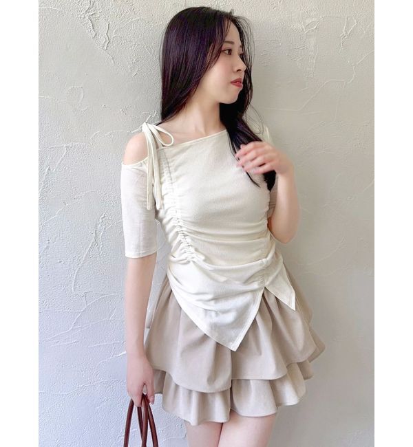 dazzlin「ワンショルギャザーカットトップス」|Tシャツ・カットソー|