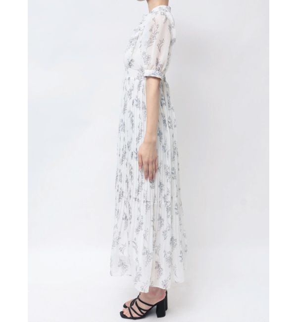 MERCURYDUO「花柄ラッフルプリーツティアードハーフスリーブワンピース」|ワンピース|