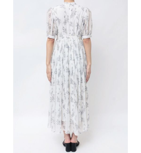 MERCURYDUO「花柄ラッフルプリーツティアードハーフスリーブワンピース」|ワンピース|